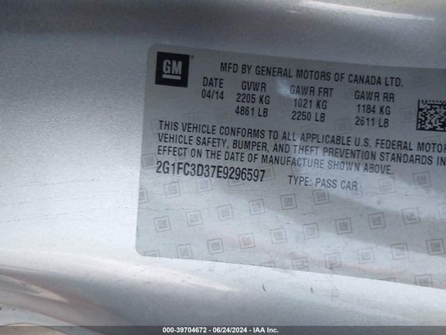 Chevrolet Camaro 2lt 2014 2G1FC3D37E9296597 Image 9