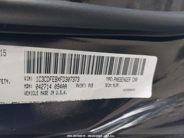 1C3CDFEBXFD307373 Dodge DART GT