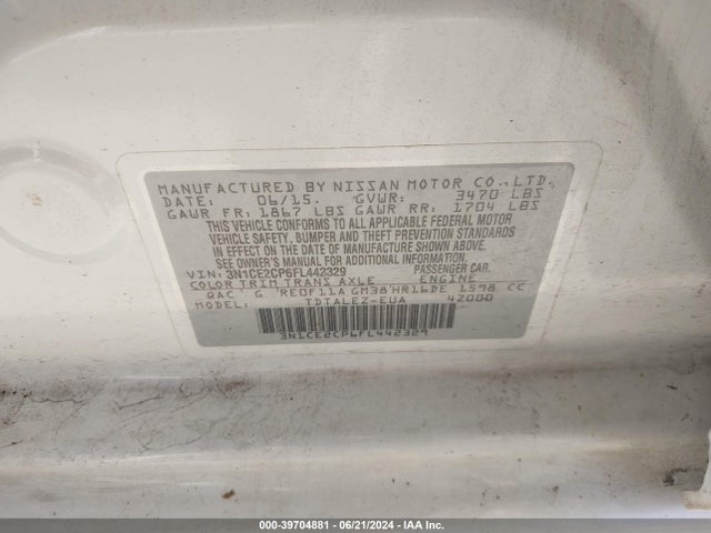 Nissan Versa Note Sl 2015 3N1CE2CP6FL442329 Image 9