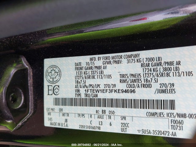Ford F-150 Xlt 2015 1FTEW1EF3FKE94696 Image 9