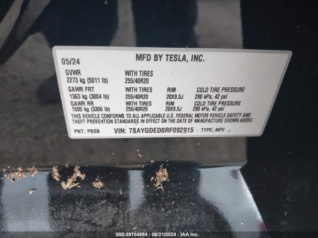 2024 TESLA MODEL Y 7SAYGDED8RF092915 Photo 8