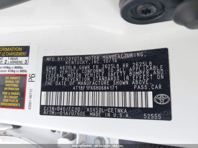 Toyota CAMRY LE 2017 4T1BF1FK6HU684171 Image 9