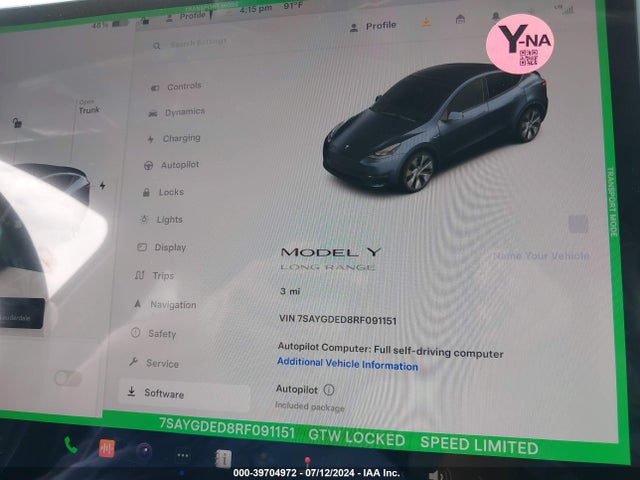 2024 TESLA MODEL Y 7SAYGDED8RF091151 Photo 6