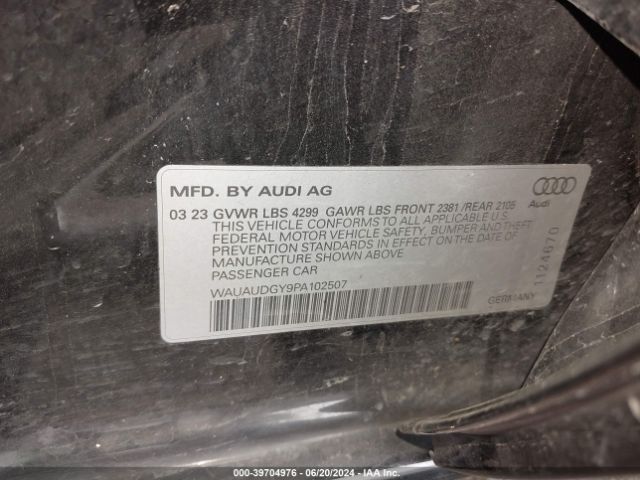 WAUAUDGY9PA102507 Audi A3 Premium 40 Tfsi Front-wheel Drive S Tronic