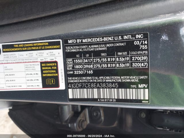 4JGDF7CE8EA383845 Mercedes-Benz Gl 450 4matic