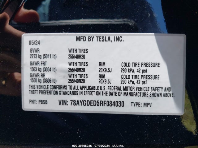 2024 TESLA MODEL Y 7SAYGDED5RF084030 Photo 8