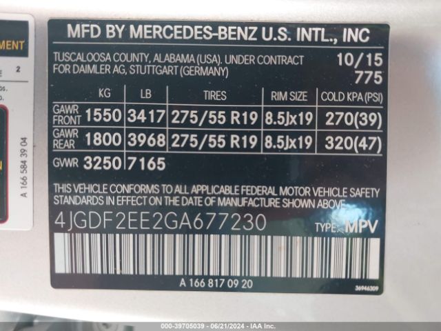 4JGDF2EE2GA677230 Mercedes-Benz Gl 350 Bluetec 4matic