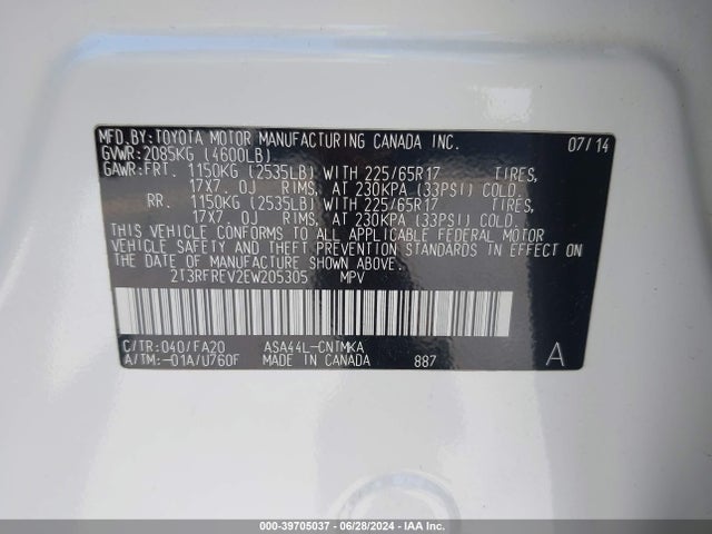 Toyota Rav4 Xle 2014 2T3RFREV2EW205305 Image 9
