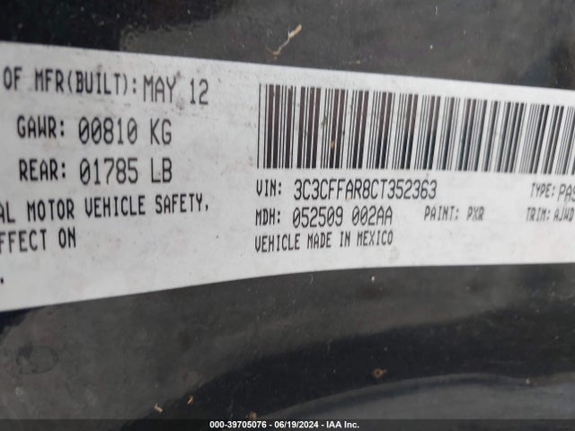 2012 FIAT 500 3C3CFFAR8CT352363 Photo 8