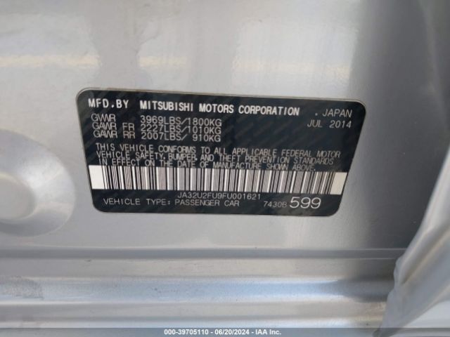 JA32U2FU9FU001621 Mitsubishi LANCER ES