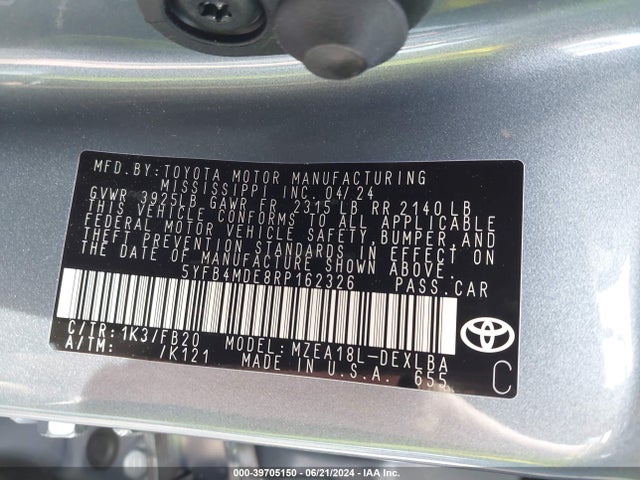 Toyota COROLLA LE 2024 5YFB4MDE8RP162326 Image 9