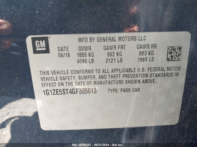 Chevrolet MALIBU 1LT 2016 1G1ZE5ST4GF305613 Image 9