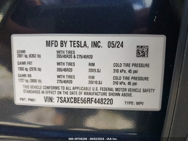 2024 TESLA MODEL X 7SAXCBE56RF448220 Photo 8