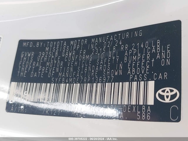 Toyota COROLLA LE 2024 5YFB4MDE7RP136977 Image 9