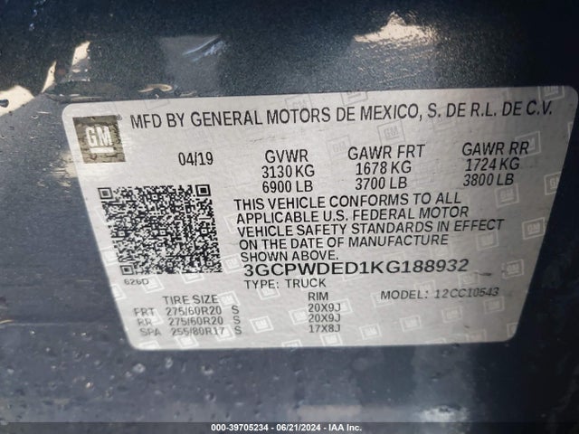 Chevrolet Silverado 1500 Rst 2019 3GCPWDED1KG188932 Image 9