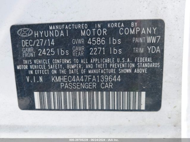 KMHEC4A47FA139644 Hyundai SONATA HYBRID