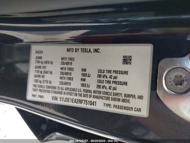 2024 TESLA MODEL 3 5YJ3E1EA2RF751041 Photo 8