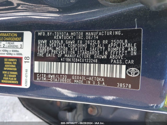 Toyota Avalon Xle Touring 2014 4T1BK1EB4EU123248 Image 9