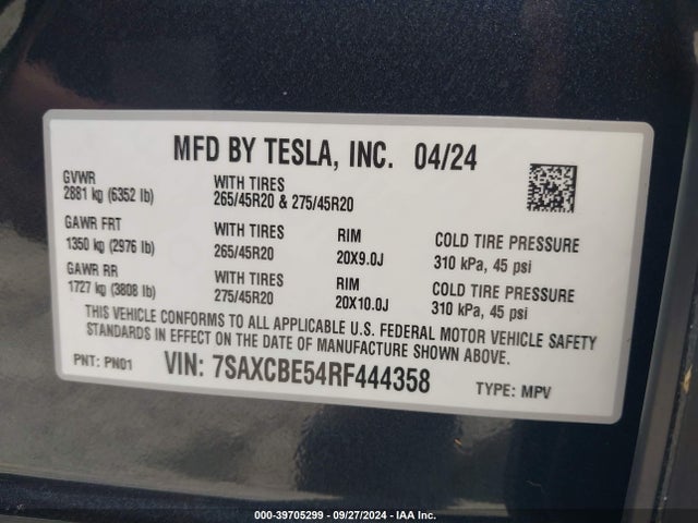 2024 TESLA MODEL X 7SAXCBE54RF444358 Photo 8