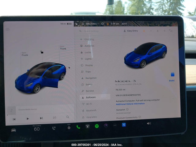 5YJ3E1EA0MF930705 Tesla Model 3 Standard Range Plus Rear-wheel Drive