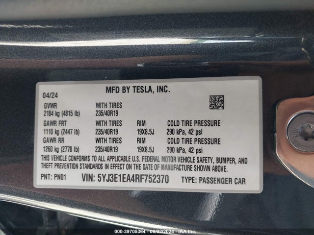 2024 TESLA MODEL 3 5YJ3E1EA4RF752370 Photo 8