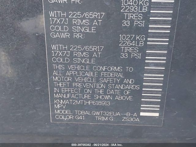 KNMAT2MT1HP618913 Nissan ROGUE SV