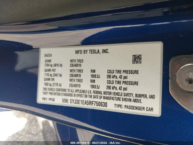 2024 TESLA MODEL 3 5YJ3E1EA5RF750630 Photo 8