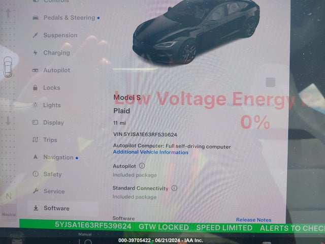 5YJSA1E63RF539624 Tesla Model S Plaid Tri Motor All-wheel Drive
