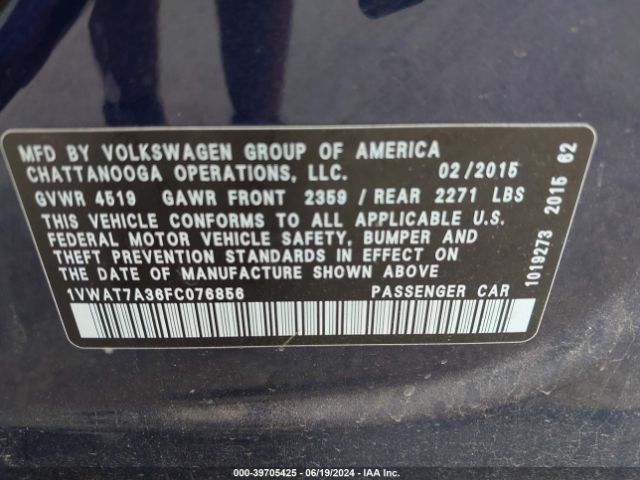 1VWAT7A36FC076856 Volkswagen Passat 1.8t Limited Edition