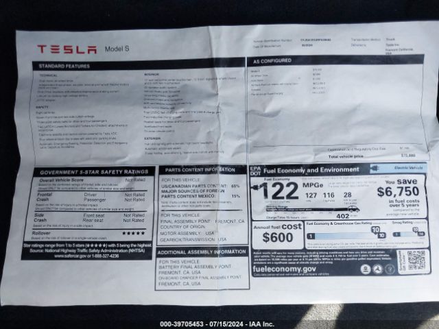 5YJSA1E53RF539582 Tesla Model S Long Range
