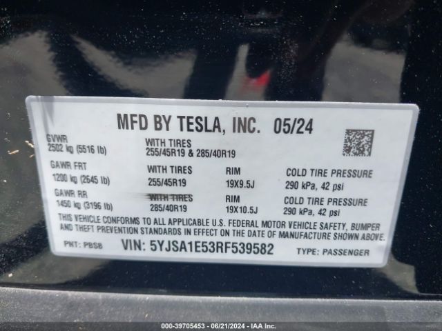 5YJSA1E53RF539582 Tesla Model S Long Range