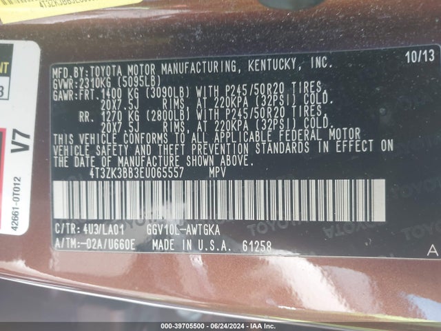 Toyota Venza Xle V6 2014 4T3ZK3BB3EU065557 Image 9