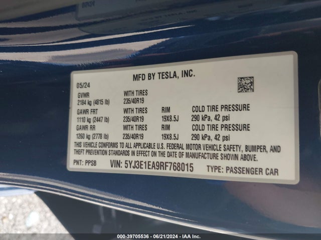 2024 TESLA MODEL 3 5YJ3E1EA9RF768015 Photo 8