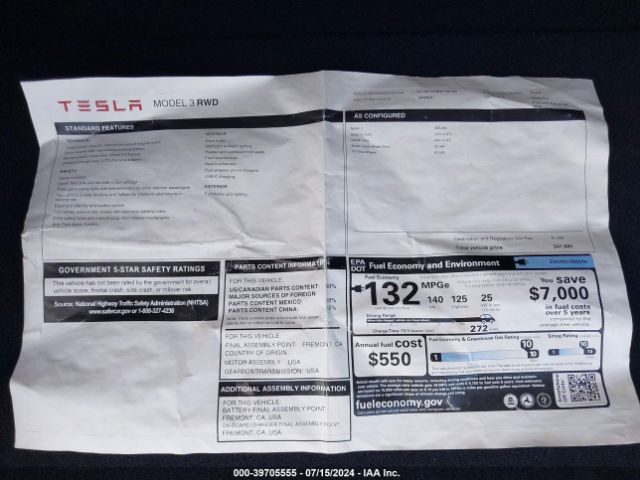 5YJ3E1EA9RF752140 Tesla Model 3 Rear-wheel Drive