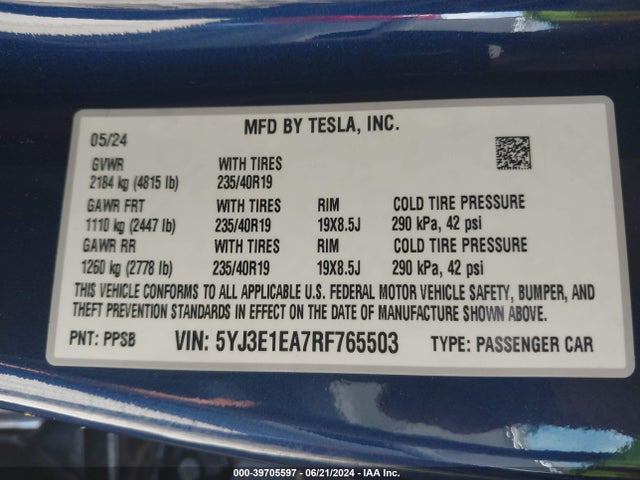 2024 TESLA MODEL 3 5YJ3E1EA7RF765503 Photo 8
