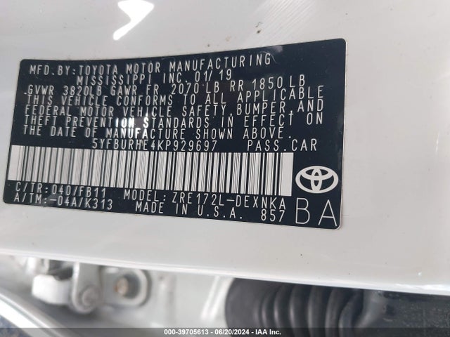 Toyota COROLLA LE 2019 5YFBURHE4KP929697 Image 9
