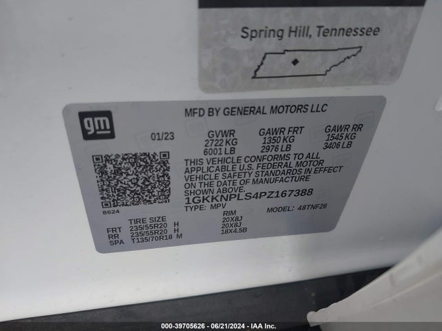1GKKNPLS4PZ167388 GMC Acadia Fwd Denali
