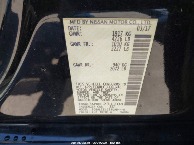 Nissan Altima 2.5 Sv 2017 1N4AL3APXHC231108 Image 9