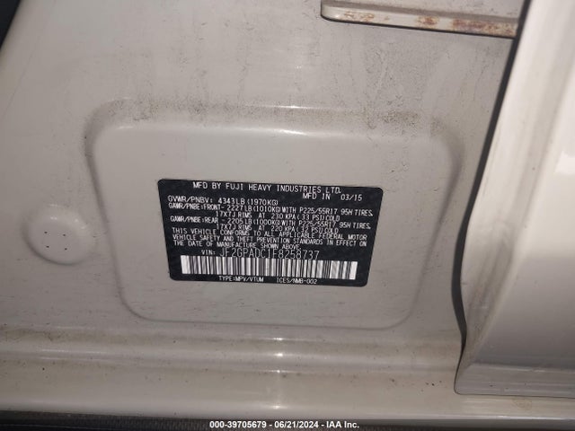 Subaru Xv Crosstrek 2.0i Premium 2015 JF2GPADC1F8258737 Image 9