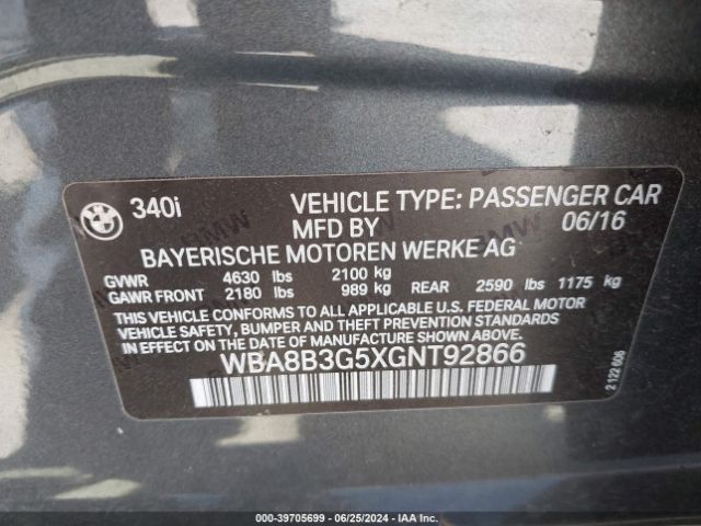 WBA8B3G5XGNT92866 BMW 340i