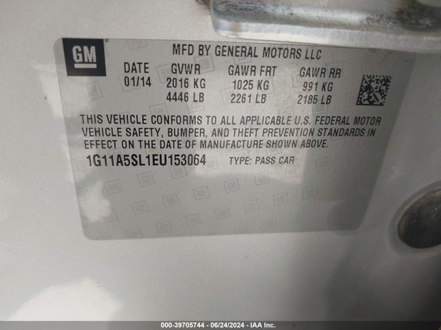 Chevrolet Malibu 1fl 2014 1G11A5SL1EU153064 Image 9