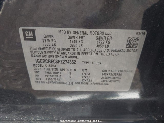 Chevrolet Silverado 1500 1lt 2015 1GCRCREC3FZ274352 Image 9