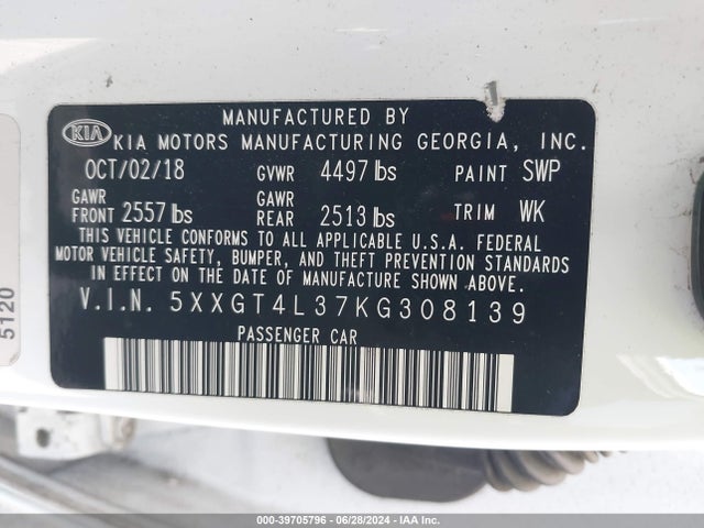 KIA Optima Lx 2019 5XXGT4L37KG308139 Image 9