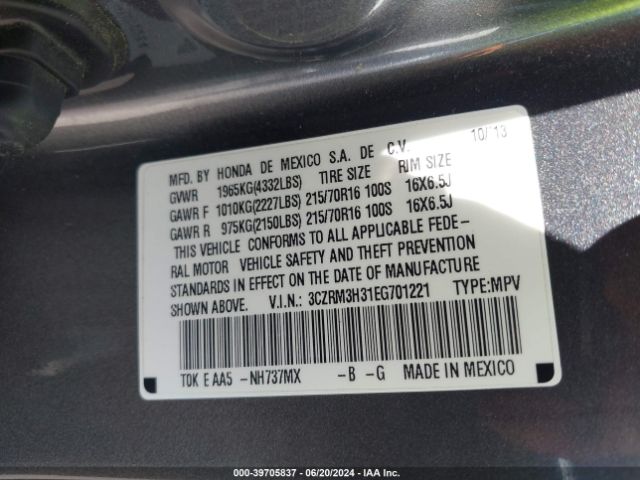 3CZRM3H31EG701221 Honda CR-V LX