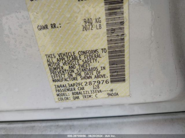 1N4AL3AP2FC287976 Nissan Altima 2.5 Sv