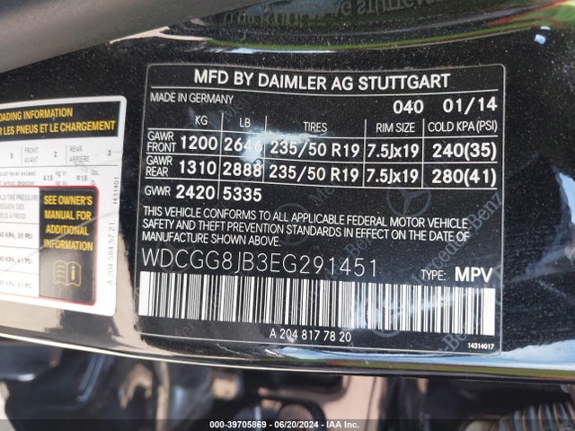 WDCGG8JB3EG291451 Mercedes-Benz Glk 350 4matic