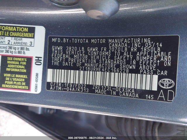 Toyota Corolla S Plus 2014 2T1BURHE4EC166228 Image 9