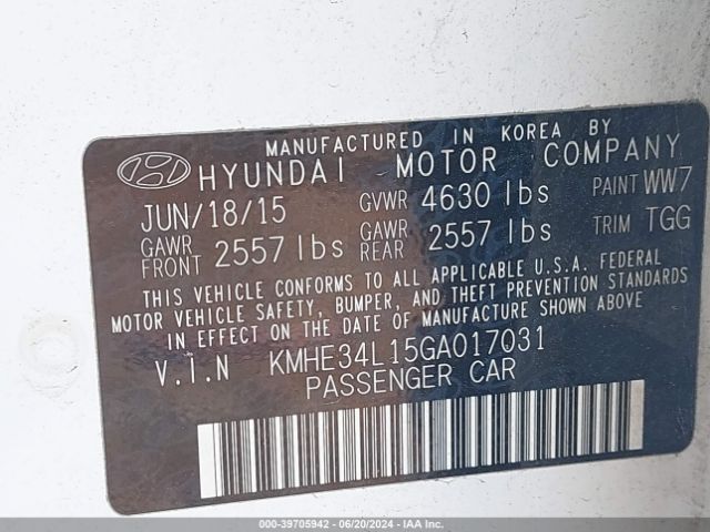 KMHE34L15GA017031 Hyundai Sonata Hybrid Limited