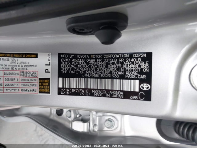 Toyota COROLLA SE 2024 JTND4MBE1R3231938 Image 9