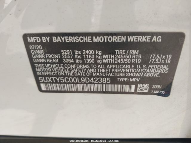 5UXTY5C00L9D42385 BMW X3 Xdrive30i
